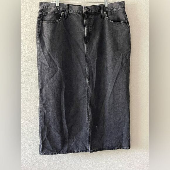 *Flaw-Spot* Madewell Denim Mid-Rise Maxi Skirt Size 33 in Lunar Wash NWT - Picture 6 of 14